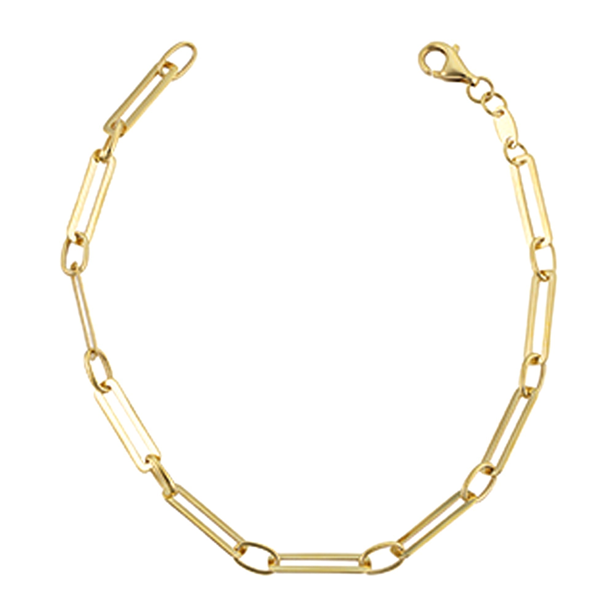 14k Yellow Gold Paperclip Chain Bracelet, 7.5" - JewelryAffairs
