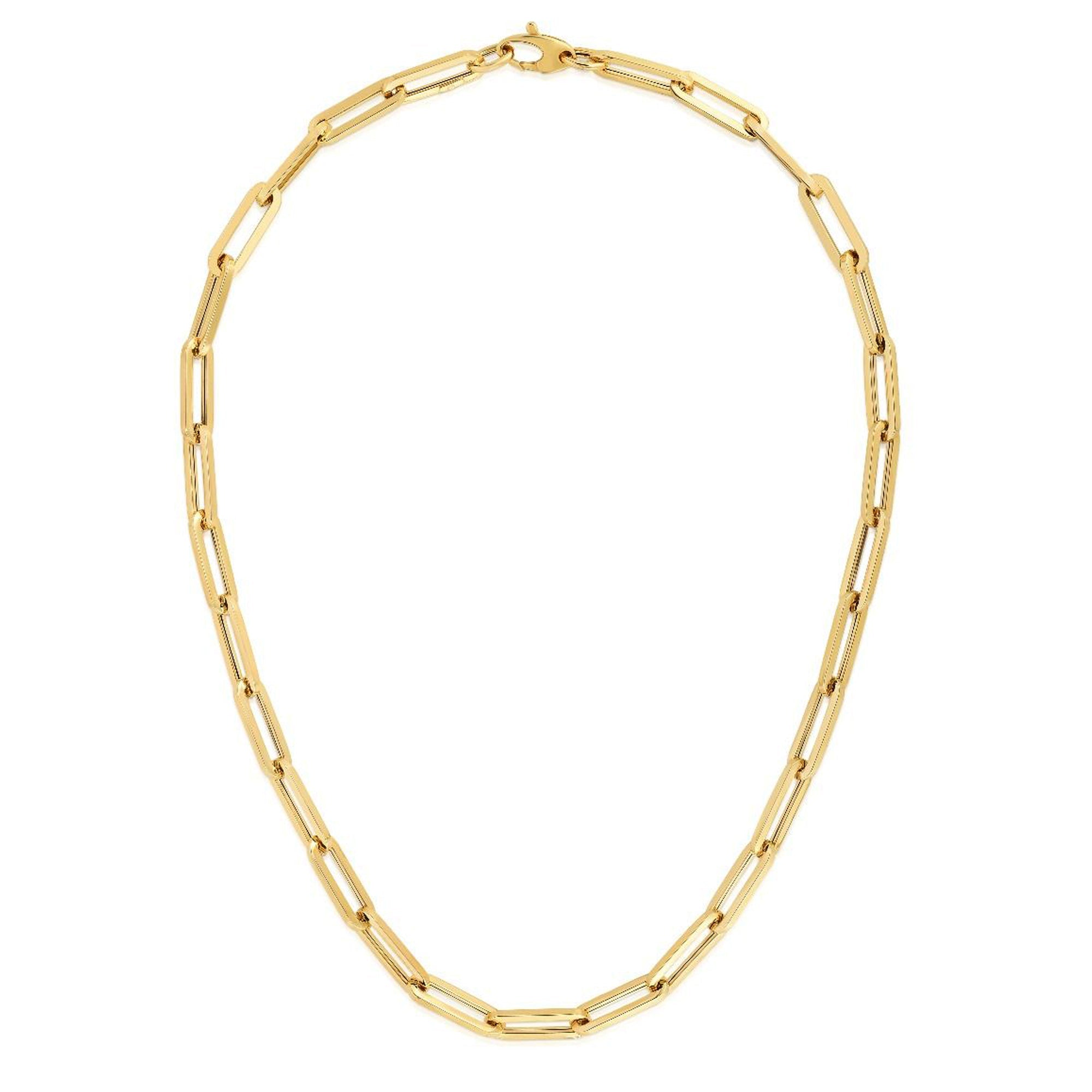 14k Yellow Gold Paperclip Chain Necklace, 6mm - JewelryAffairs