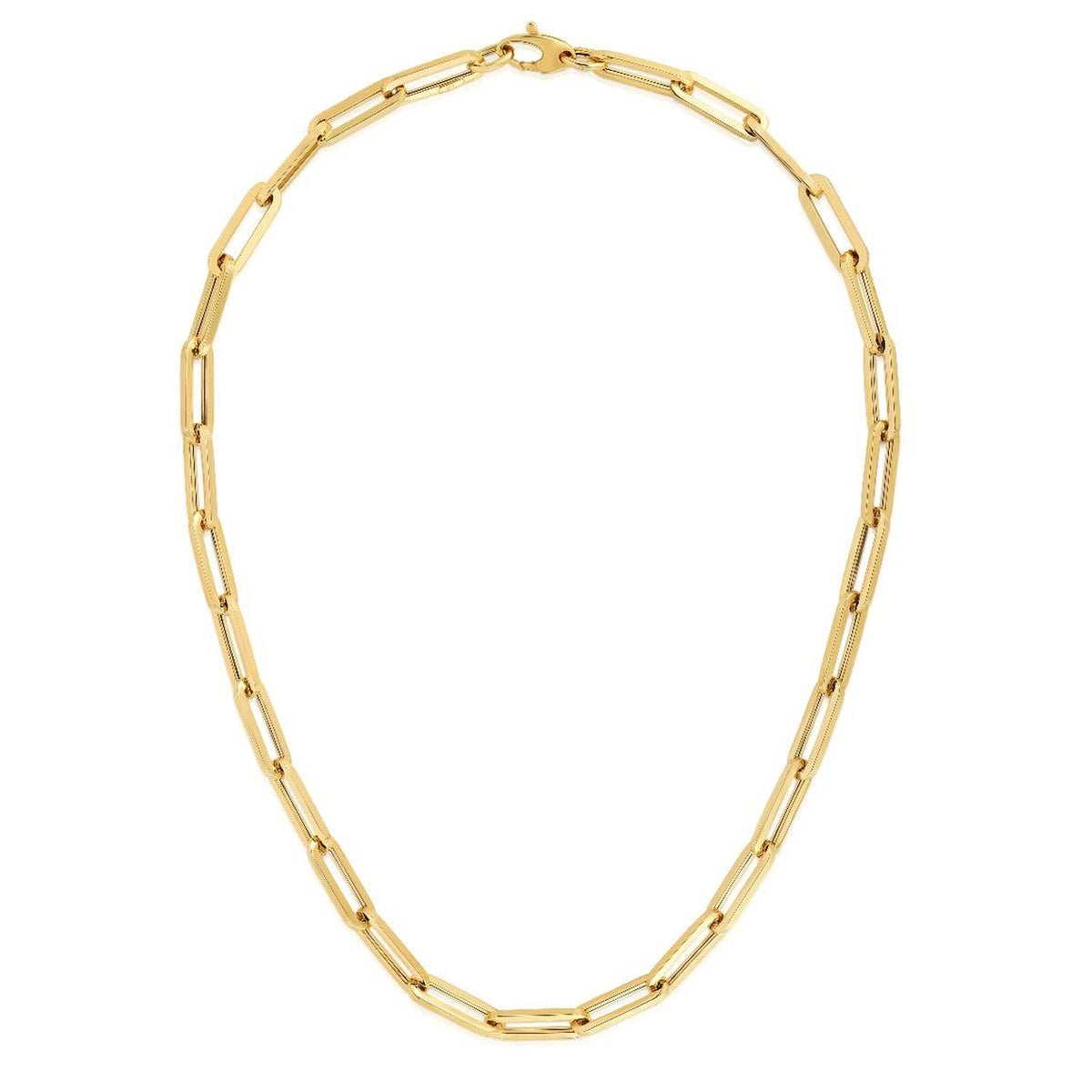 14k Yellow Gold Paperclip Chain Necklace, 6mm - JewelryAffairs