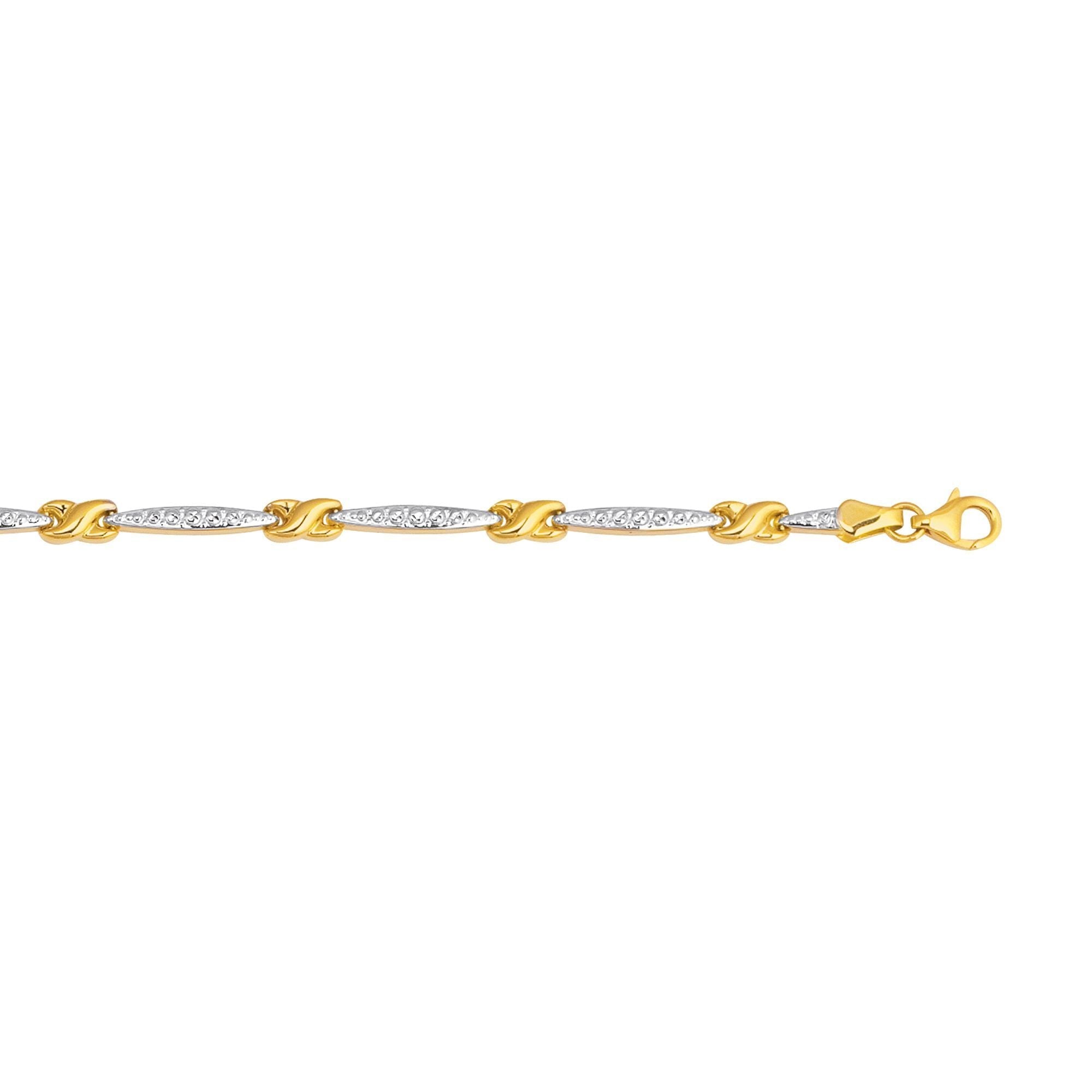 14k Yellow Gold Pear Shape Link Fancy Bracelet, 7.25" - JewelryAffairs