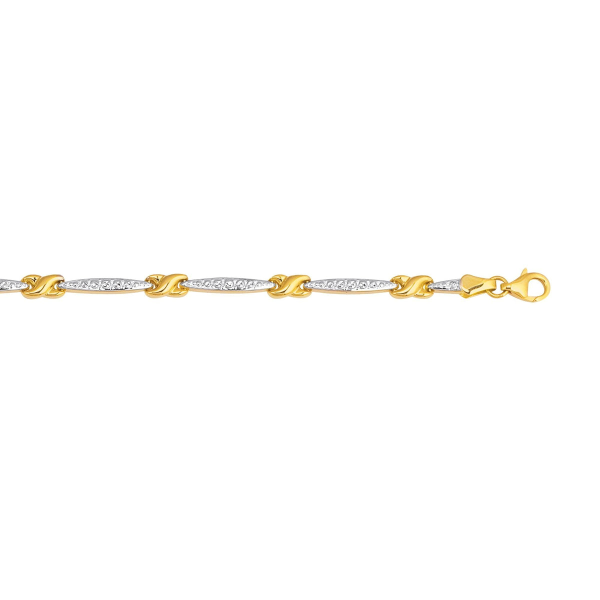 14k Yellow Gold Pear Shape Link Fancy Bracelet, 7.25" - JewelryAffairs