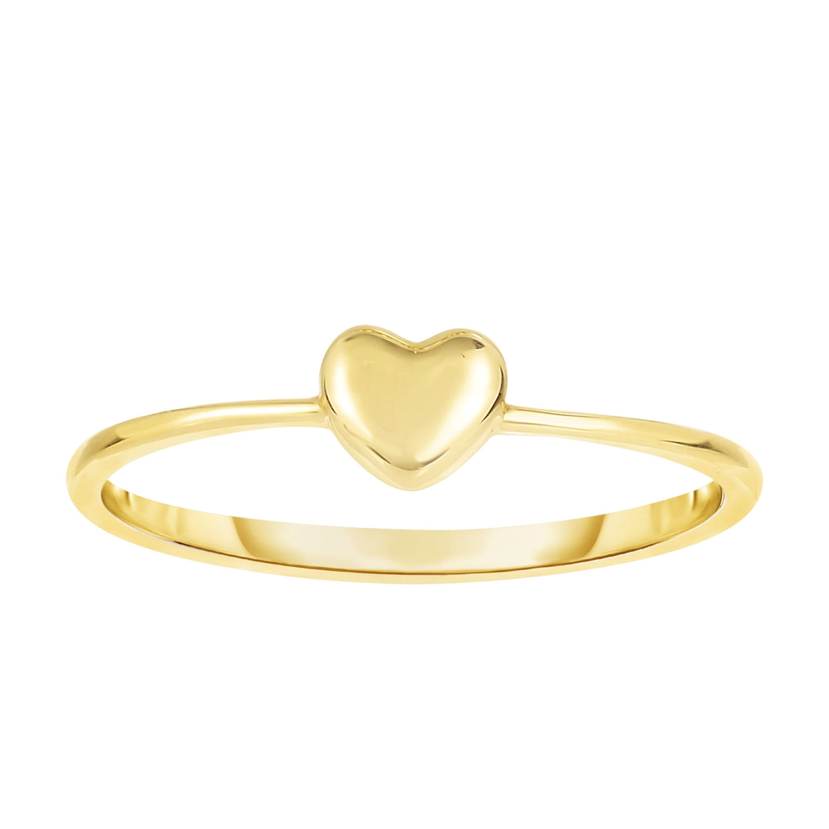 14K Yellow Gold Puffy Heart Ring, Size 7 - JewelryAffairs