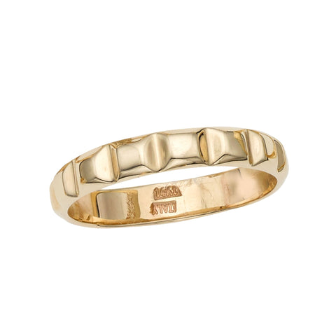 14k Yellow Gold Pyramid Womens Band Ring, Size 7