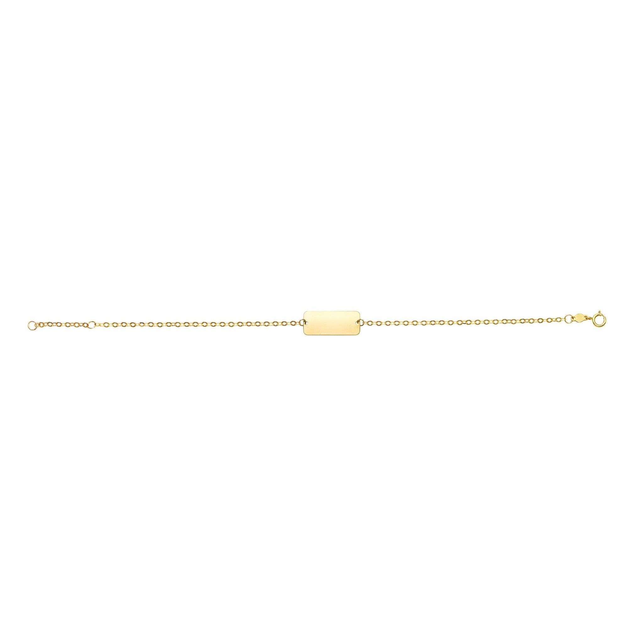 14k Yellow Gold Rectangular ID Bar Fancy Bracelet, 7" - JewelryAffairs