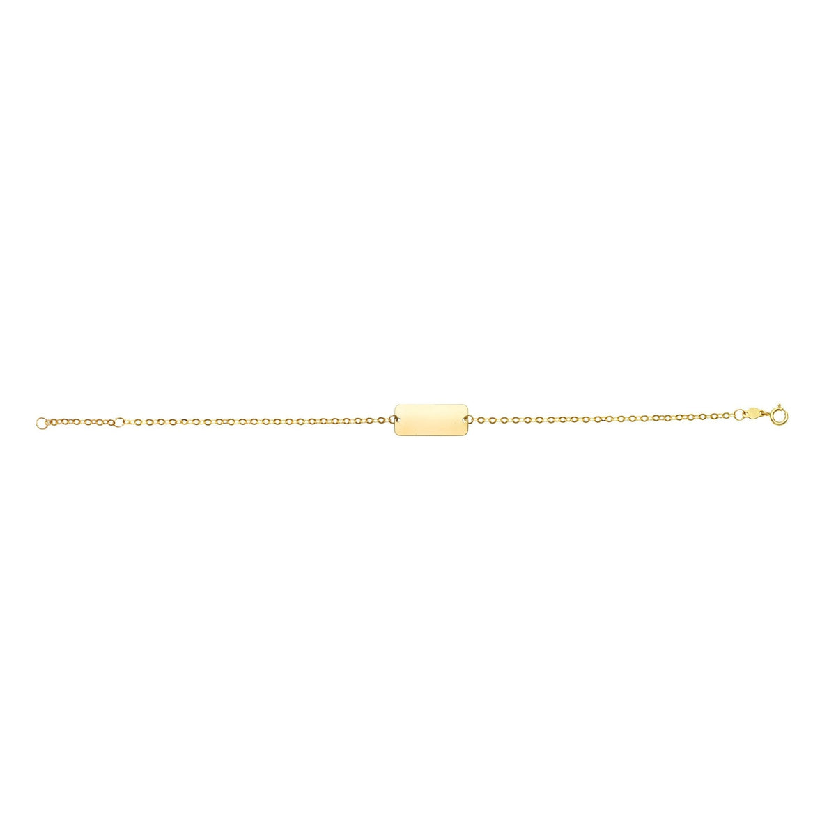14k Yellow Gold Rectangular ID Bar Fancy Bracelet, 7" - JewelryAffairs