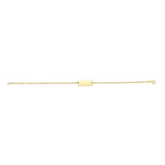 14k Yellow Gold Rectangular ID Bar Fancy Bracelet, 7" - JewelryAffairs