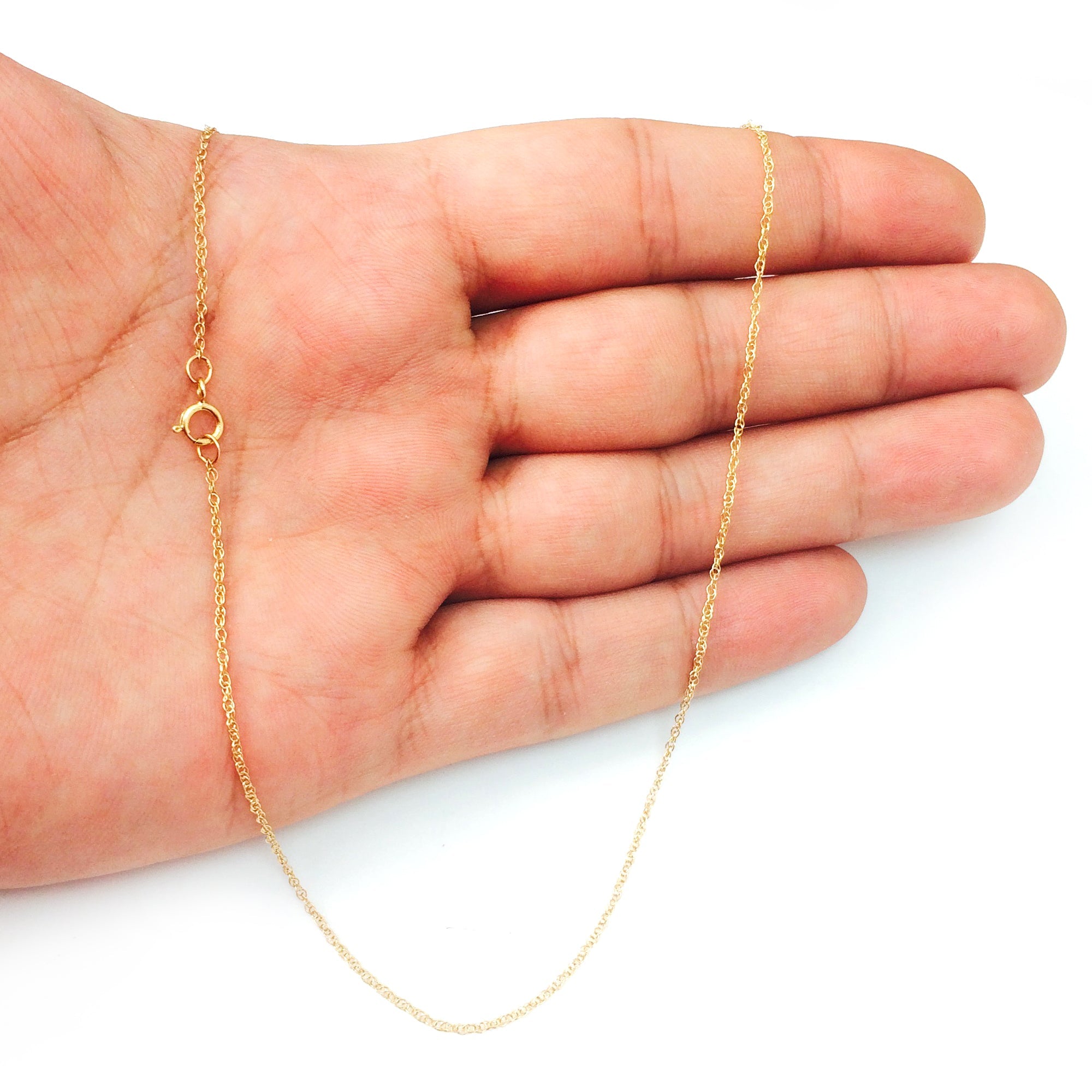 14k Yellow Gold Rope Chain Necklace, 0.7mm - JewelryAffairs