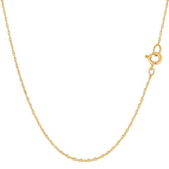 14k Yellow Gold Rope Chain Necklace, 0.7mm - JewelryAffairs