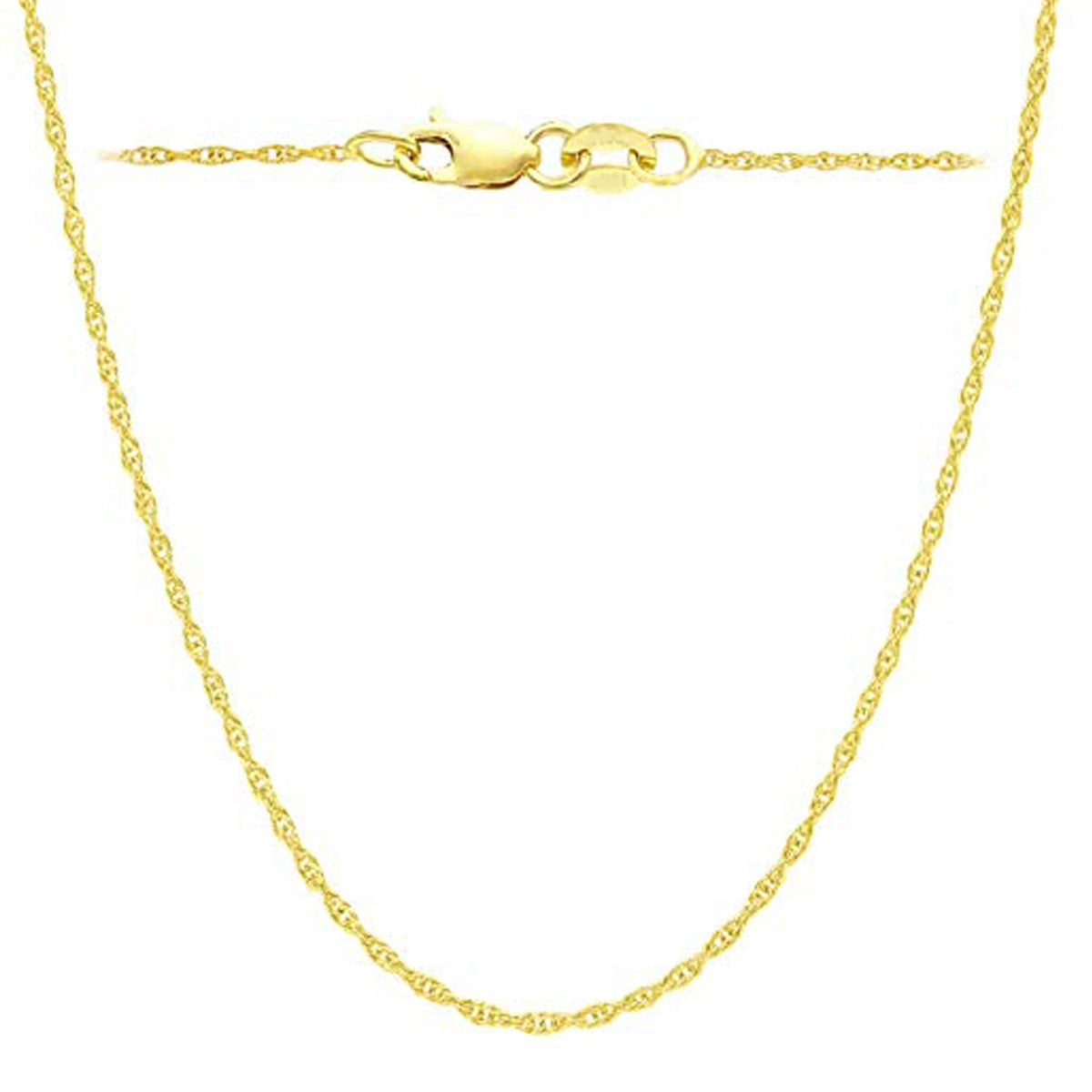 14k Yellow Gold Rope Chain Necklace, 1mm, 18" - JewelryAffairs