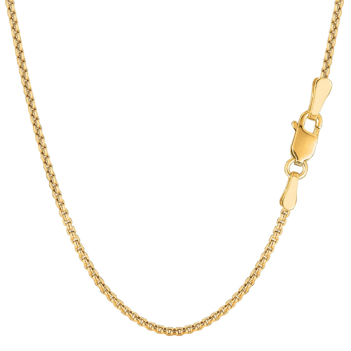 14k Yellow Gold Round Box Chain Necklace, 1.4mm - JewelryAffairs