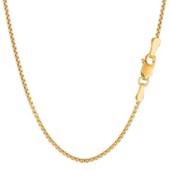 14k Yellow Gold Round Box Chain Necklace, 1.4mm - JewelryAffairs