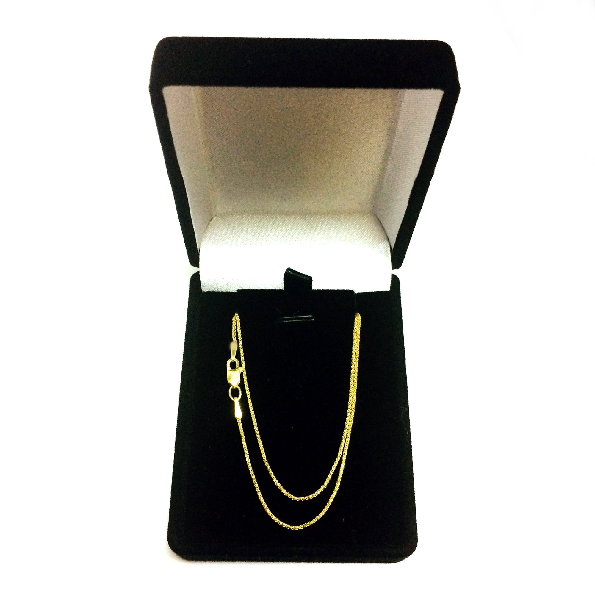 14k Yellow Gold Round Diamond Cut Wheat Chain Necklace, 1.0mm - JewelryAffairs