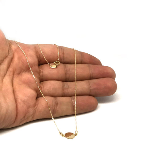 14K Yellow Gold Round Disc And Bead Necklace, 17" To 18" Adjustable