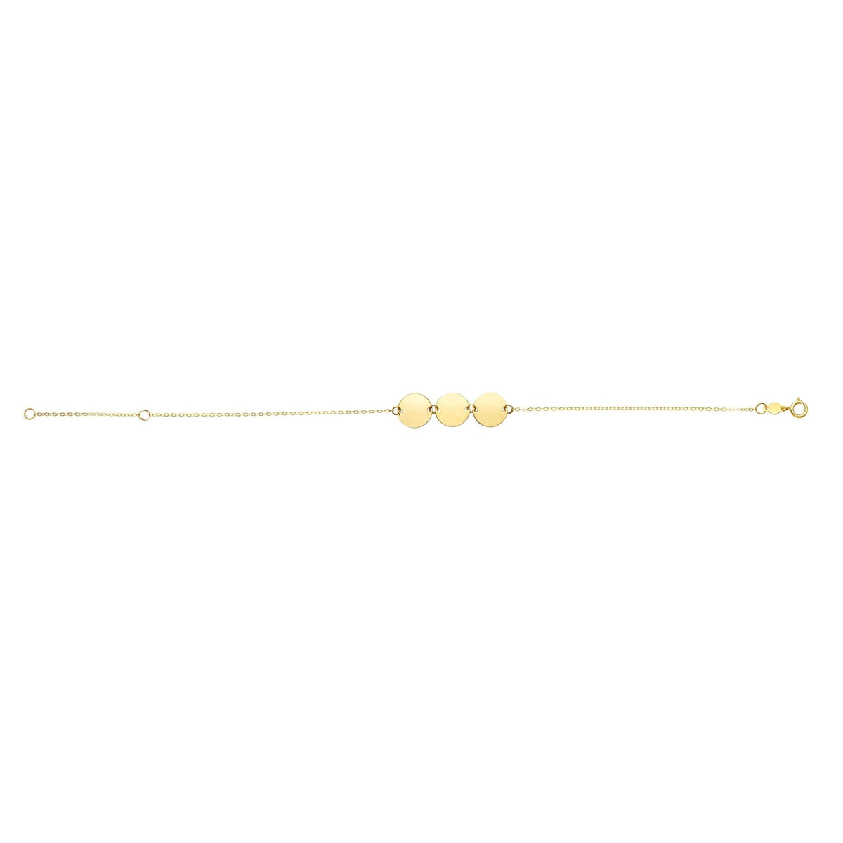 14k Yellow Gold Round Disc Charm Fancy Bracelet, 7" - JewelryAffairs