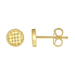 14k Yellow Gold Round Disc Stud Earrings - JewelryAffairs
