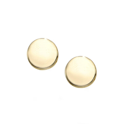 14k Yellow Gold Round Plate Stud Earrings