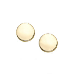 14k Yellow Gold Round Plate Stud Earrings - JewelryAffairs