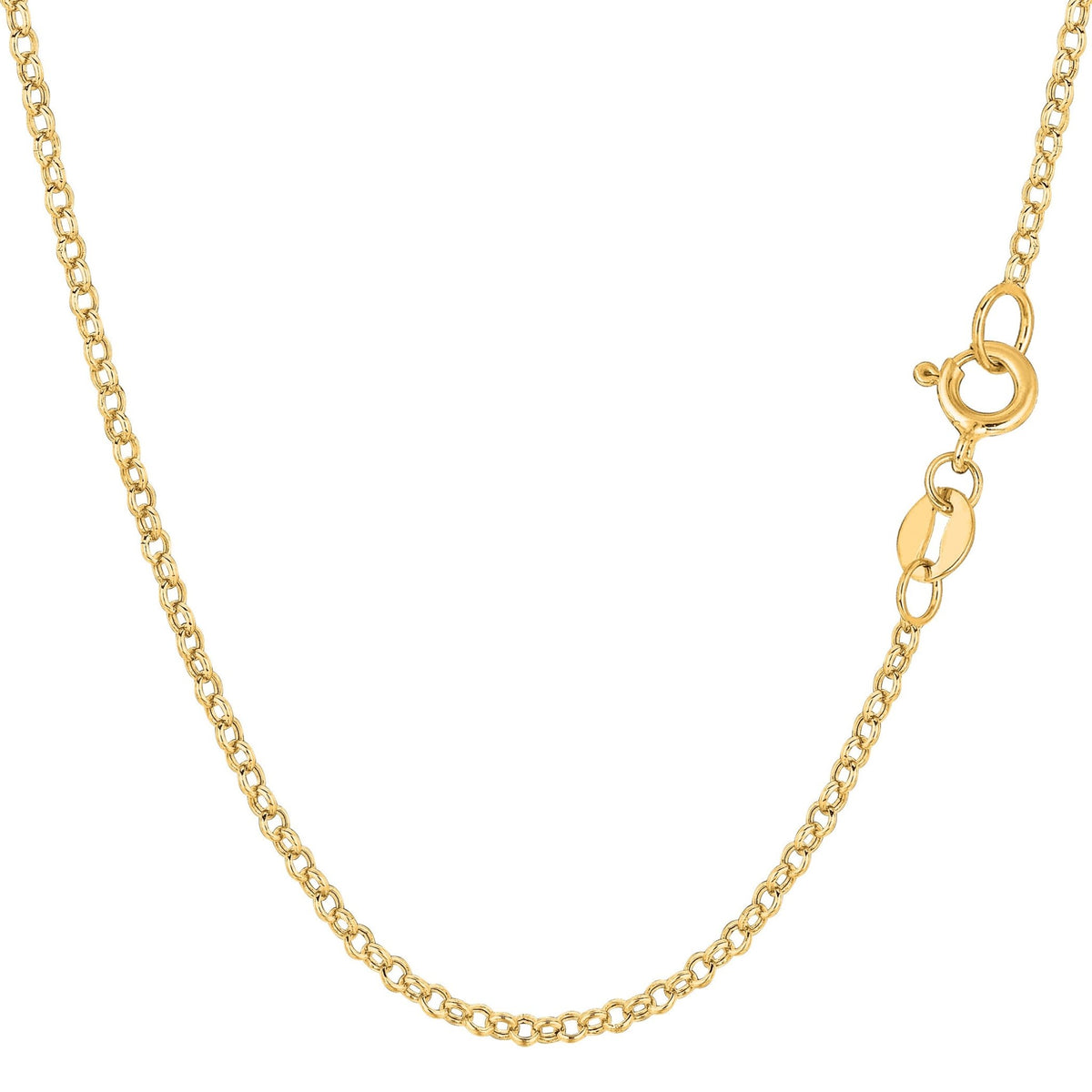 14k Yellow Gold Round Rolo Link Chain Necklace, 1.85mm - JewelryAffairs