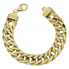 14k Yellow Gold Semi Solid Curb Chain Bracelet, 7.5" - JewelryAffairs