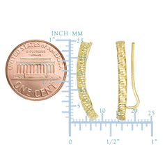 14k Yellow Gold Shinny Diamond Cut Round Tube Curved Climber Earrings - JewelryAffairs