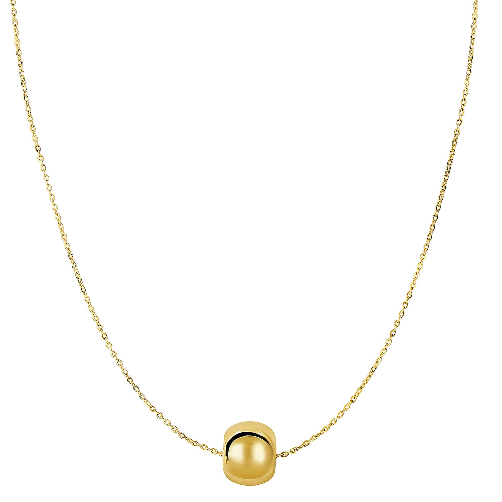 14k Yellow Gold Shiny 8mm Round Bead Charm Necklace, 18"