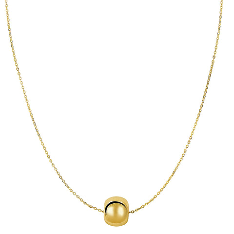 14k Yellow Gold Shiny 8mm Round Bead Charm Necklace, 18"