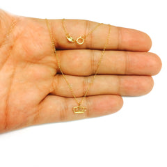 14k Yellow Gold Shiny Crown Pendant Necklace, 18"