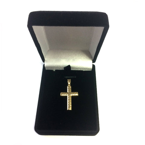 14k Yellow Gold Shiny Diamond Cut Fancy Cross Pendant 15x30 mm
