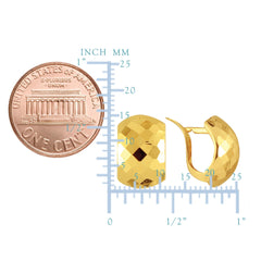 14k Yellow Gold Shiny Hammered Look Snuggable Earrings, 10 x 15mm - JewelryAffairs