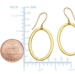 14K Yellow Gold Shiny Oval Drop Earrings