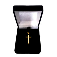 14k Yellow Gold Shiny Round Tube Cross Pendant - JewelryAffairs