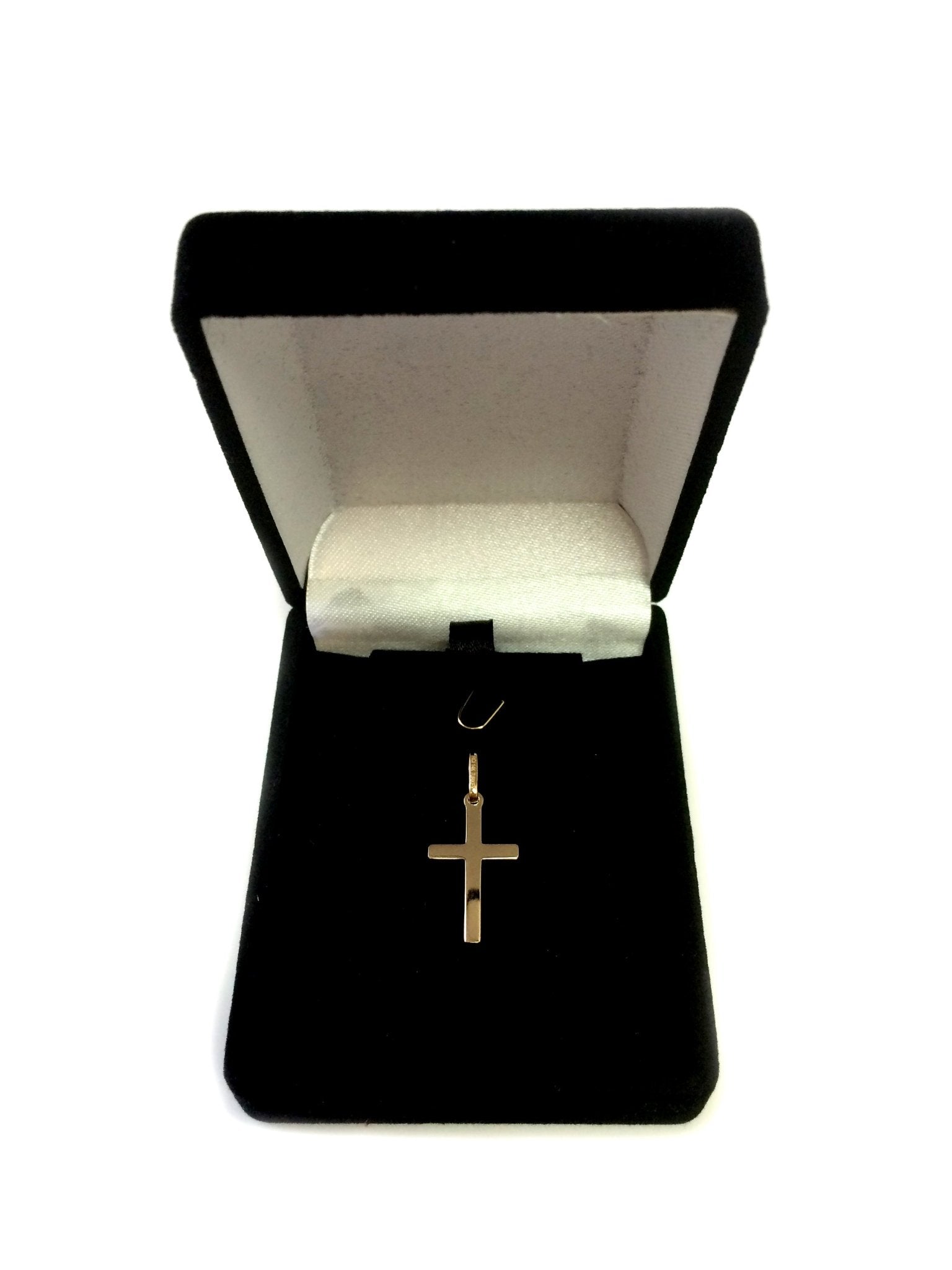 14k Yellow Gold Shiny Square Flat Style Cross Pendant - JewelryAffairs