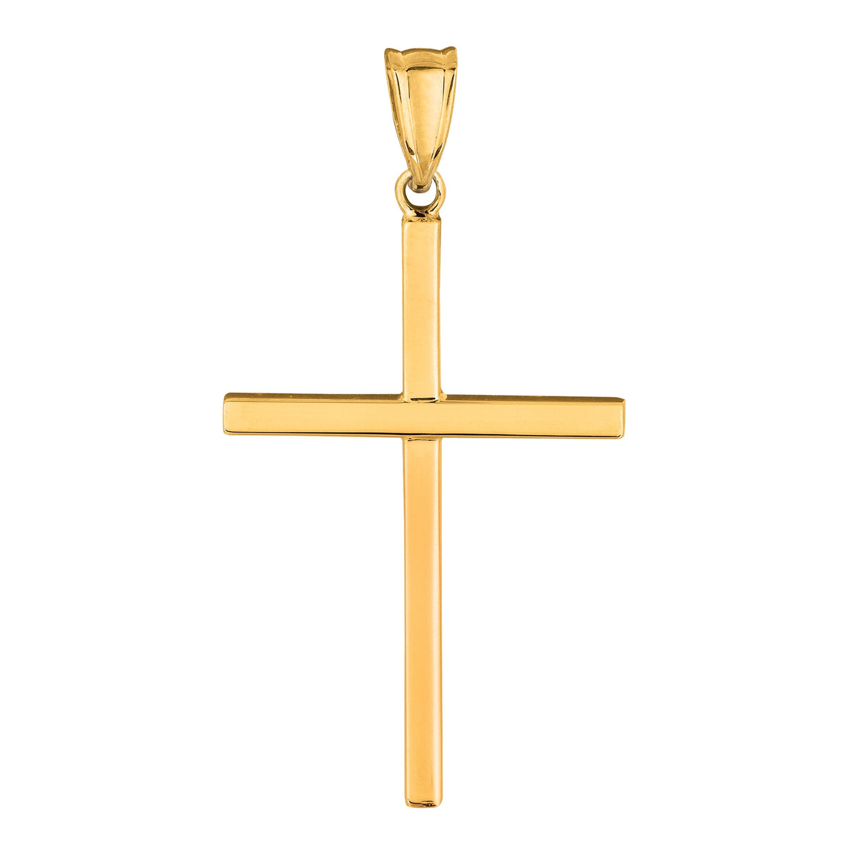 14k Yellow Gold Shiny Square Tube Style Cross Pendant - JewelryAffairs