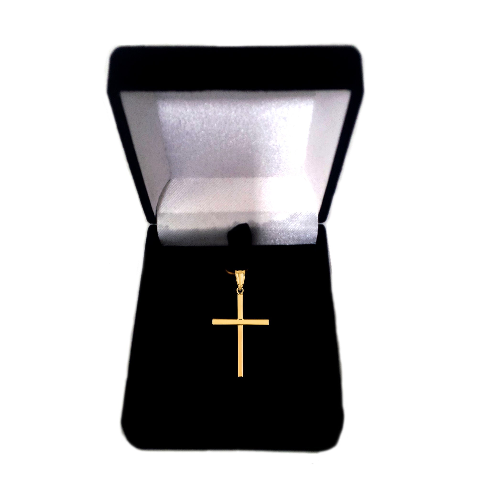 14k Yellow Gold Shiny Square Tube Style Cross Pendant - JewelryAffairs