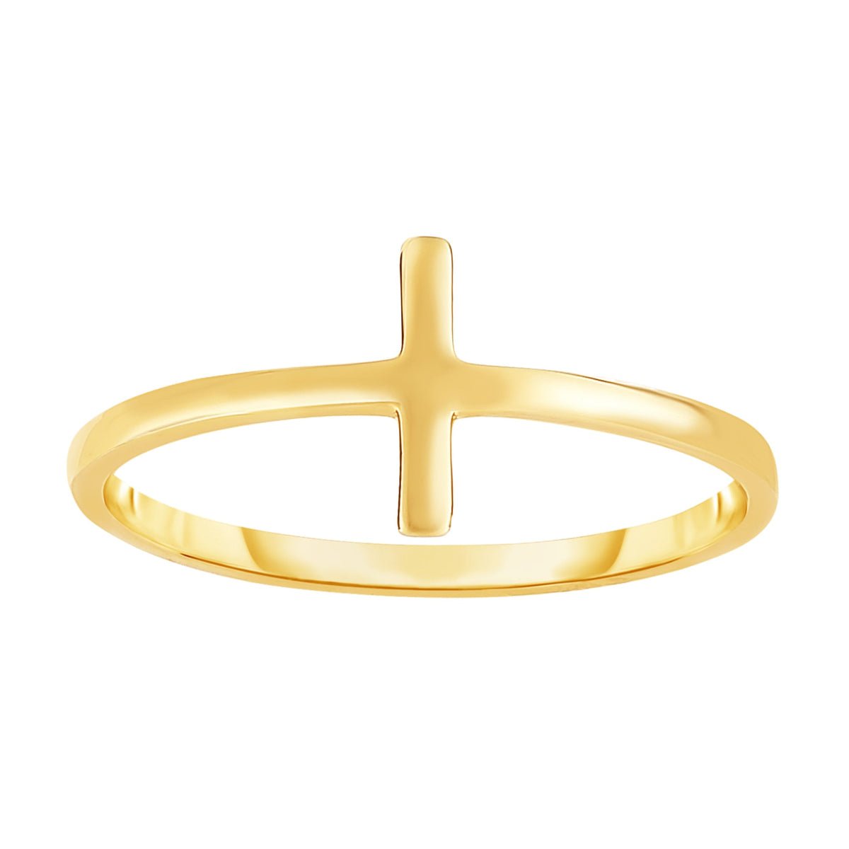 14K Yellow Gold Sideways Cross Ring, Size 7 - JewelryAffairs