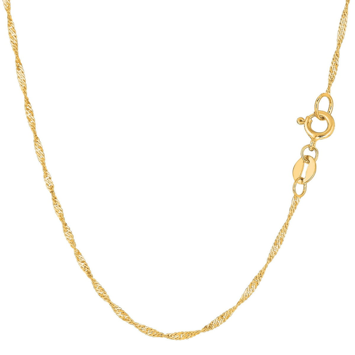 14k Yellow Gold Singapore Chain Bracelet, 1.5mm, 10"
