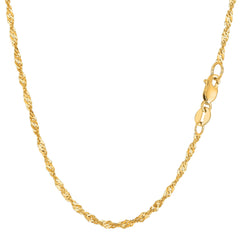 14k Yellow Gold Singapore Chain Bracelet, 2.1mm, 7"