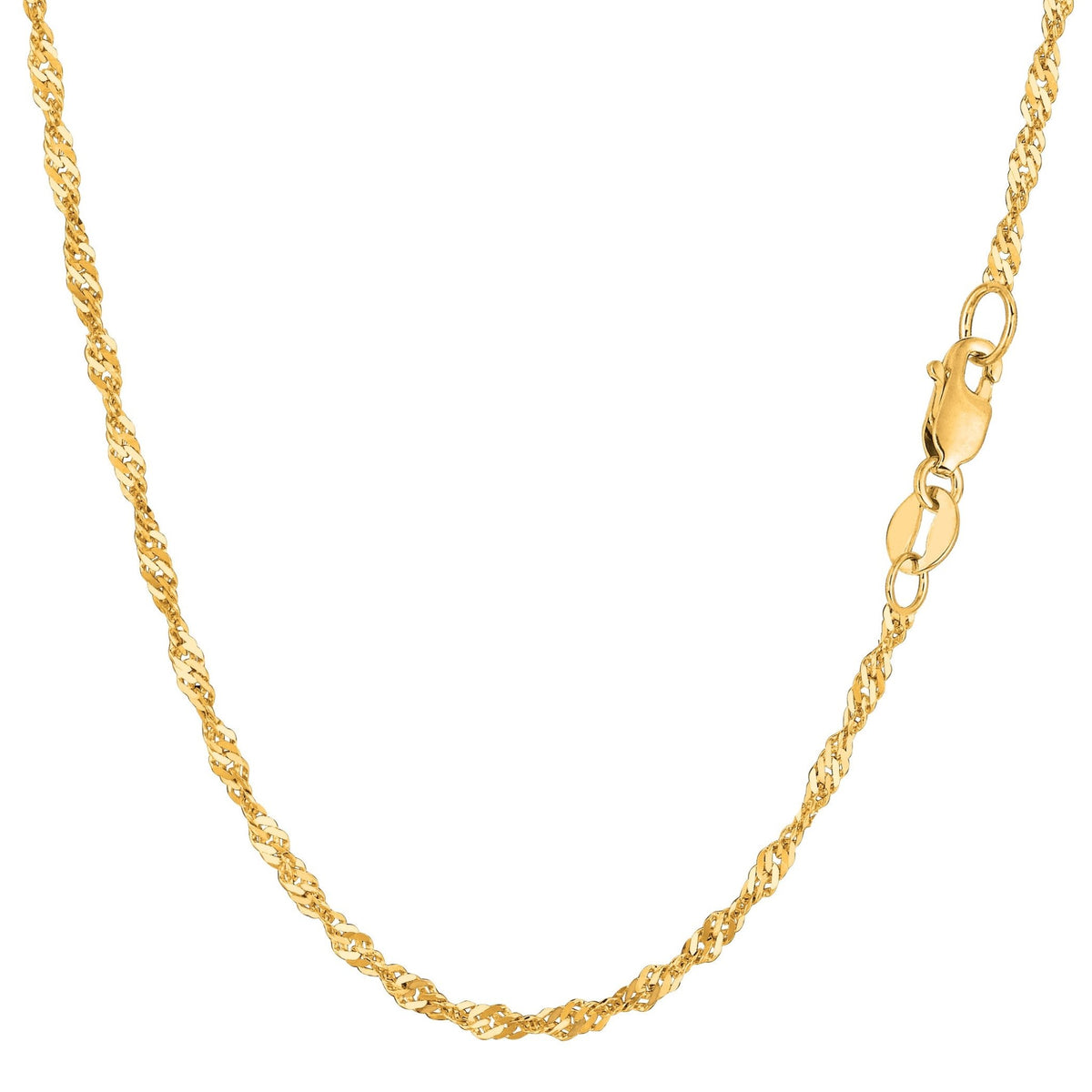 14k Yellow Gold Singapore Chain Necklace, 2.1mm - JewelryAffairs
