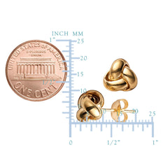 14k Yellow Gold Single Row Love Knot Stud Earrings, 9mm - JewelryAffairs