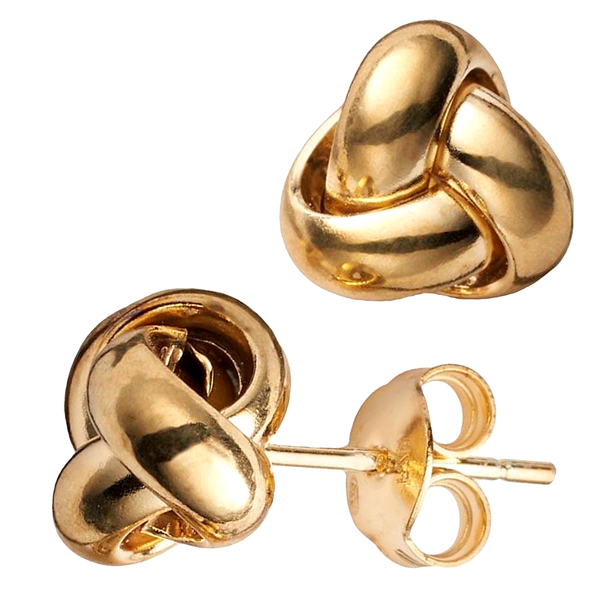 14k Yellow Gold Single Row Love Knot Stud Earrings, 9mm - JewelryAffairs