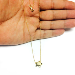 14k Yellow Gold Sliding Puffed Star Pendant Necklace, 18"