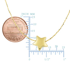 14k Yellow Gold Sliding Puffed Star Pendant Necklace, 18" - JewelryAffairs