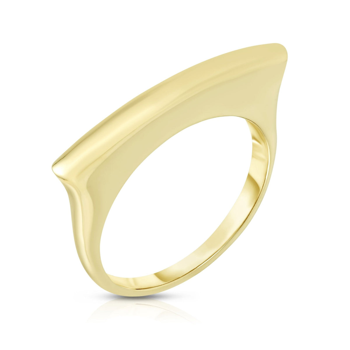 14k Yellow Gold Square Bar Ring, Size 7 - JewelryAffairs