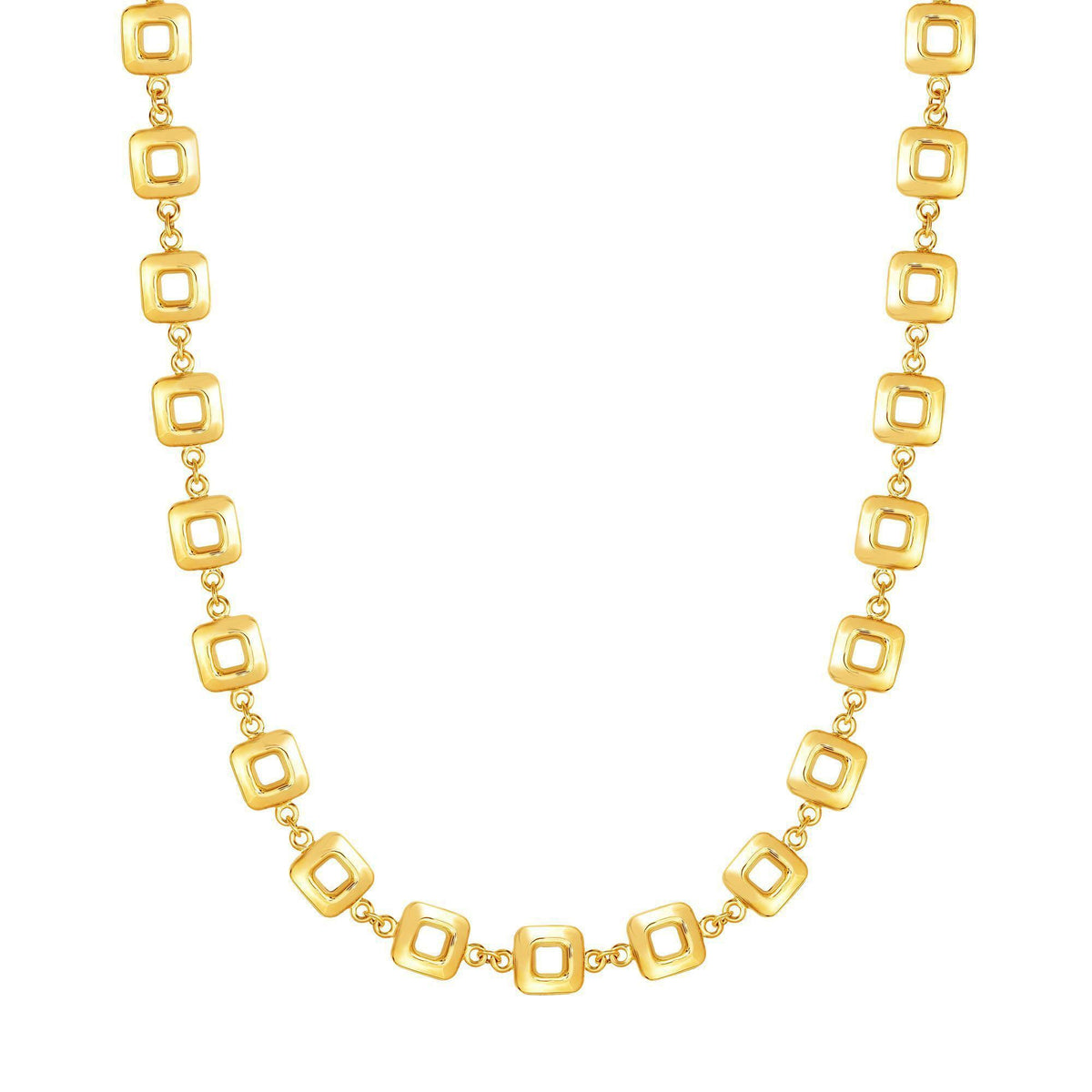 14k Yellow Gold Square Link Women's Necklace, 17"