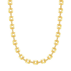14k Yellow Gold Square Link Women's Necklace, 17"