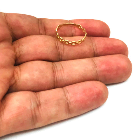 14k Yellow Gold Square Links Band Ring, Size 7