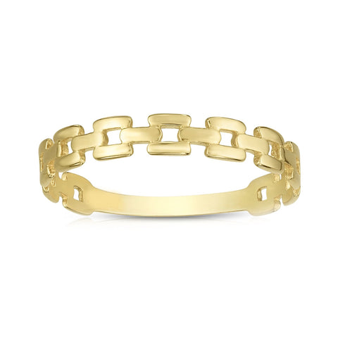 14k Yellow Gold Square Links Band Ring, Size 7