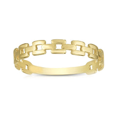 14k Yellow Gold Square Links Band Ring, Size 7 - JewelryAffairs