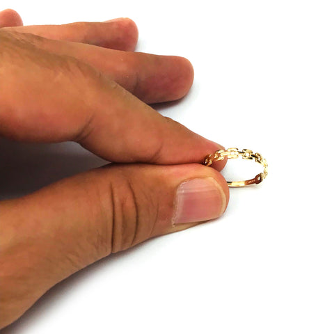 14k Yellow Gold Square Links Band Ring, Size 7