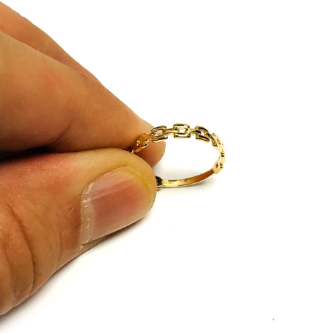 14k Yellow Gold Square Station Ring